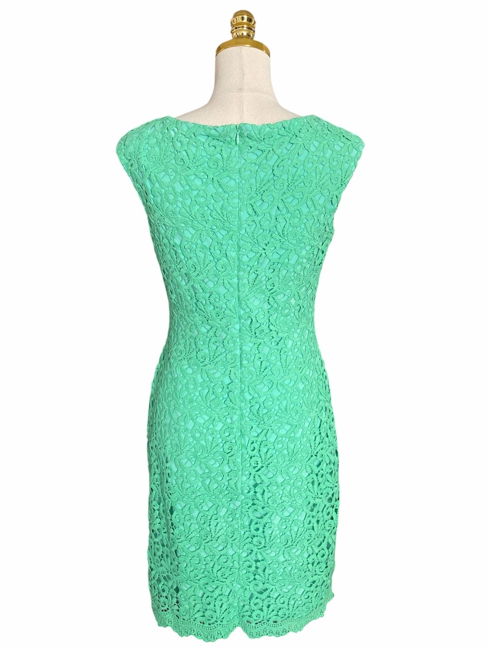 Ralph Lauren Mint Green Floral Eyelet Lace Sleeveles Sheath Party Dress 6 Preppy - Picture 4 of 12
